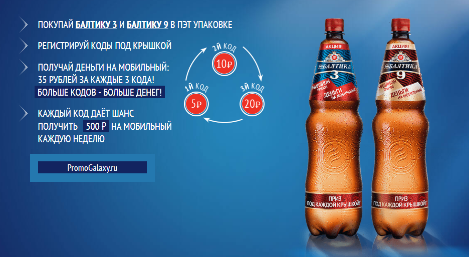Рекламная акция пива «Балтика	3» и «Балтика 9» «ПЭТ	 2019»